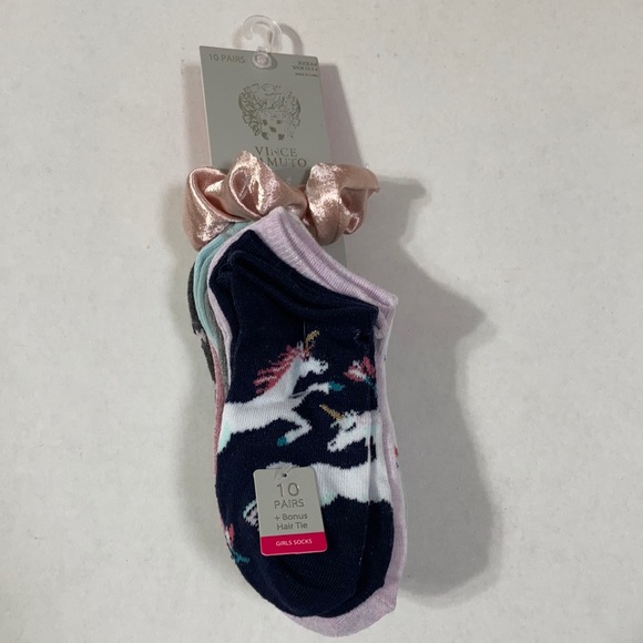 Vince Camuto 10 Pairs Girls Socks + Bonus Hair Tie - Picture 2 of 9